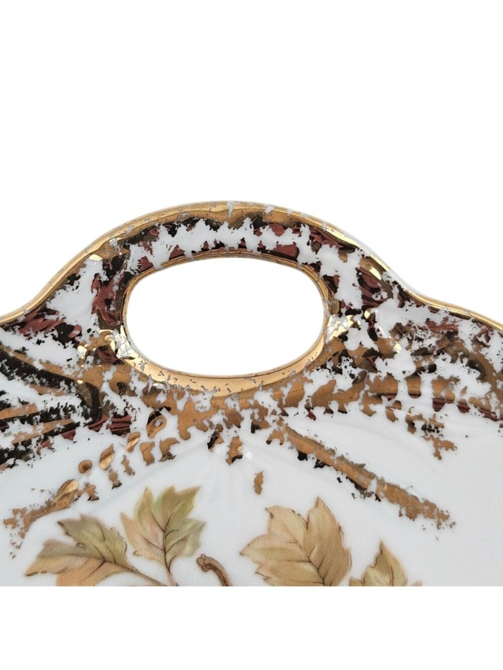 Hutschenreuther Serving Tray Cake Plate Fruit Design Gold Handles Germany Vintag - Picture 6 of 10